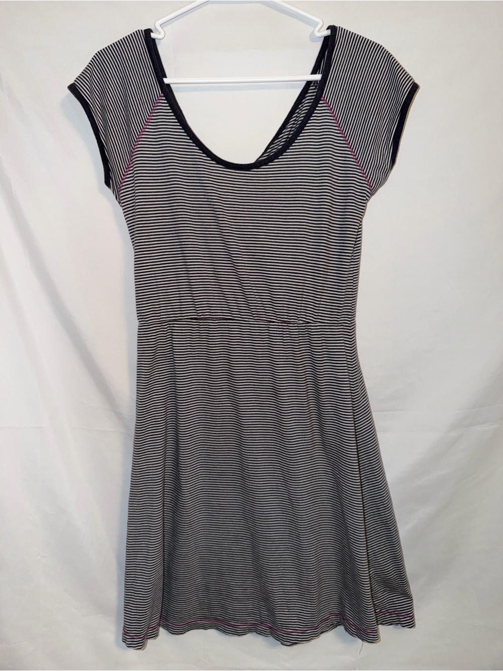 prAna Striped Fit & Flare Dress Organic Cotton Modal Casual Travel